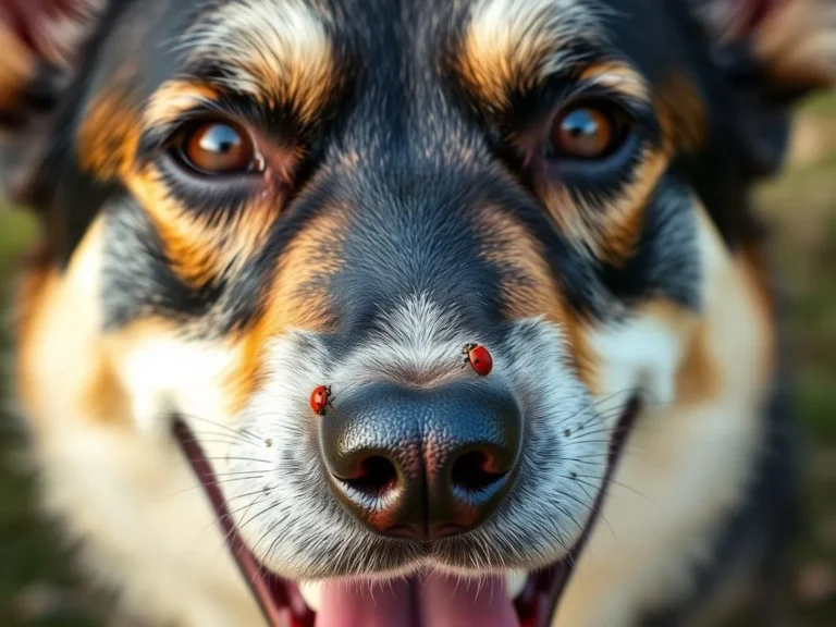 Dog With Ladybugs On Roof Of Mouth